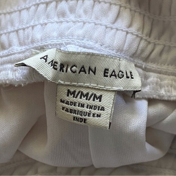 American Eagle 2022 Smocked Wide Leg Pant Woman Medium Stripped Cotton Festival - Picture 9 of 16